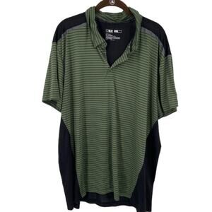 Michael Strahan Polo Shirt Men's Size XXL Green Black Stripe Performance Jersey
